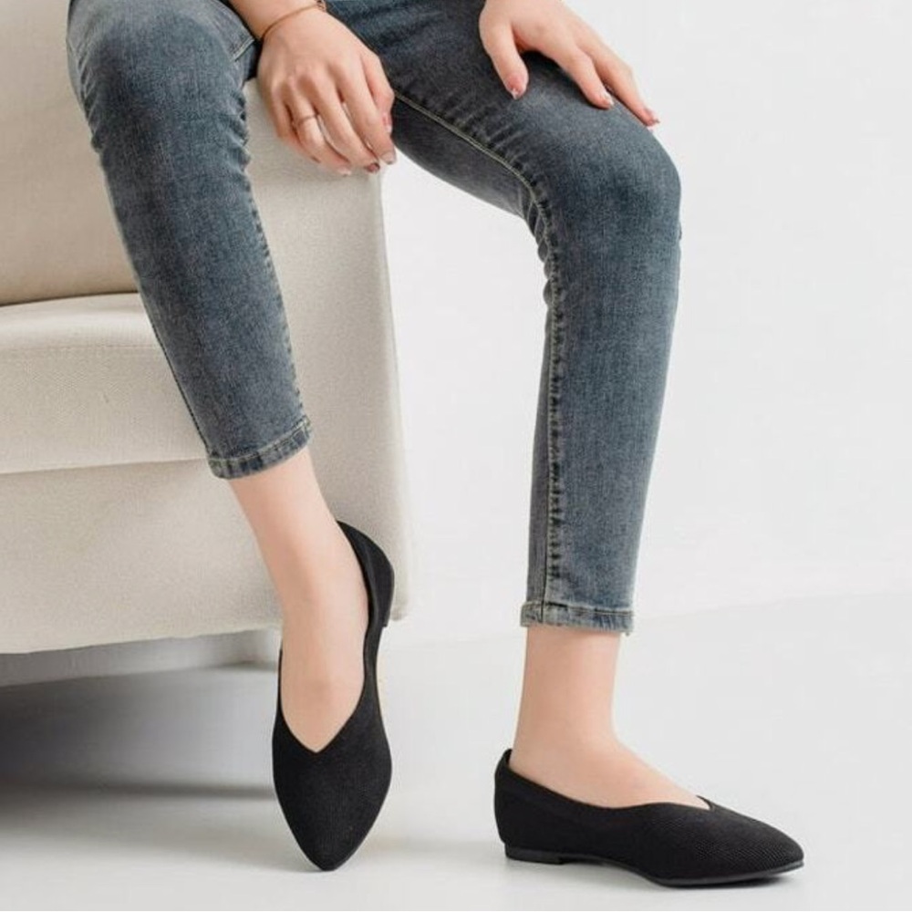 Ataiwee Women’s Navy Pointed Toe Ballet Slip-on Flats Sz 10